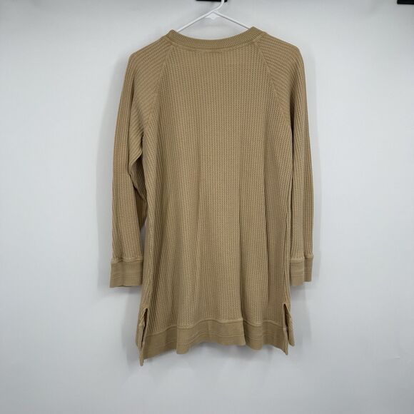 Soft Surroundings Womens L Tan Autumn Waffle Knit Tunic Top Thermal Pocket Boho - Picture 7 of 12